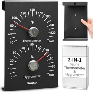 Asidius Premium Aluminum Sauna Thermomete- 100% Anodized Aluminum, 2 in 1 Indoor Sauna Thermometer Fahrenheit,Suitable Thermometer and Hygrometer for Sauna Room
