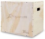 ProsourceFit 3-in-1 Wood Plyometric Jump Box For Cross Conditioning, Agility, Vertical Jump Training & Plyo Workouts, Beige, 16L x 14W x 12H