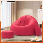 Pi Bean Bags with Beans Filled 3XL Luxura Elite Bean Bag Sofa with Free Cushion and Footrest - Official : ChillNest Bean Bag Combo (Matching Color : Regular, Pink)