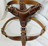 Extra Large Heavy Duty Plain Chocolate Brown Leather Dog Harness Perfectly fits American Bulldog, Dogue de Bordeaux, Rottweiler, Cane Corso more Big Dog Breeds up to 75kg