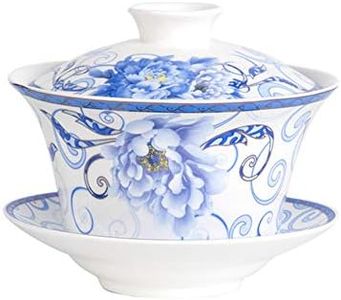 Liang baobao Traditional Gaiwan Tea Set with Lid and Saucer Gongfu Tea Cup Porcelain Teacups 10oz
