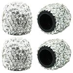 4 Pack Bling Dust Caps, Sparkling White Handmade Crystal Diamond Car Tyre Valve Caps Universal Bling Car Valve Stem Covers Chrome Attractive Dustproof