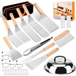 Bbcuepro 28 PCS Griddle Accessories Kit - Stainless Steel Flat Top Grill Spatula Kit for Outdoor Barbecue Teppanyaki Camping Cooking, Blackstone and Camp Chef - Professional Grill BBQ Spatula Set