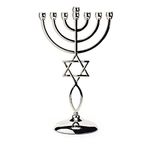 Ananadashop Silver Star David Candle Holder Decorative Judaica 7 Branch Israel Jewish Symbol Menorah