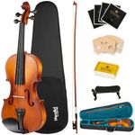 Mendini 3/4 MV300 Solid Wood Satin Antique Violin with Hard Case, Shoulder Rest, Bow, Rosin and Extra Strings