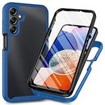 Samsung Galaxy A15 4G / 5G Case with Built-in Screen Protector, 360 Full Body Protective Cover Heavy Duty Anti-Scratch Shockproof Slim Silicone Bumper Clear Phone Case for Samsung A15 6.5" Blue