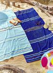 Catherine Lansfield Rainbow Cotton 75x150cm Beach Towel Pair Blue/Navy