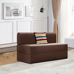 Dr. Smith Folding Sofa Bed for Living Room/Office |3x6 feet, Single Seater| Sofa Cum Bed with Cushion Jute Fabric - Brown