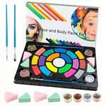 MooMoo Baby Face Paint Professional Body Painting Kit for Kids Water Based Body Paints Non Toxic Makeup Palette for Halloween (19 Color)