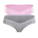 DClub Womens Cotton Postpartum Maternity Underwear | Pregnancy Postpartum Panties | Seamless Under The Bump Bikinis. (XXX-Large, Pink + Grey)