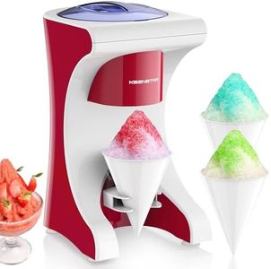 KEENSTAR Snow Cone Shaved Ice Machine with 3 Reusable Plastic Cups, Table-Top Slushie Machine for Homemade Snow Cone, Snowballs, Frozen Cocktails and More, with Non-Slip Mat & Stainless Steel Blade