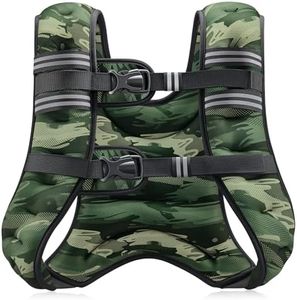 ZELUS Weighted Vest, 6lb/8lb/12lb/16lb/20lb/25lb/30lb Weight Vest for Men Women with Storage Pocket & Reflective Strips for Workout Strength Training Running Muscle Building, Forest Green Camo (30 lb)