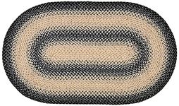 SAFAVIEH Braided Collection Area Rug - 3' x 5' Oval, Black & Grey, Handmade Country Cottage Reversible, Ideal for High Traffic Areas in Living Room, Bedroom (BRD311A)