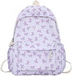 kakarin choyx Classic Cute Bow Tie Printed Backpack 16.9 Inch Kawaii Casual Simple Lightweight Travel Bag For Women Purple