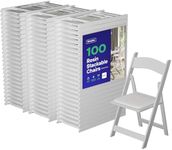 SIMPLEX 100 White Resin Stackable Chairs - Comfortable White Foldable Chair - Folding Chairs with Padded Seats - Indoor/Outdoor Folding Chairs for Events - Lightweight Foldable Chairs. (Set of 100)