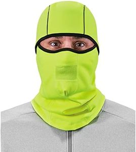 Ergodyne N-Ferno 6823 Balaclava Ski Mask, Wind-Resistant Face Mask, Hinged Design to Wear as Neck Gaiter, High Visibility Lime