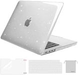 MOSISO Compatible with MacBook Pro 14 inch Case 2023 2022 2021 Release M3 A2918 A2992 M2 A2779 M1 A2442, Sparkly Glitter Plastic Hard Shell&Keyboard Cover&Screen Protector&Storage Bag,Transparent