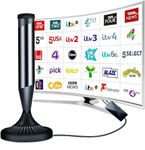 CSUXYD Indoor TV Aerial, Indoor Aerial for Smart Tv 880+ Miles Long Range Reception, Freeview HD Digital Tv Aerial Indoor with Signal Booster Amplifier, Support VHF/UHF/DAB Radio/4K/1080P(Pure Black)