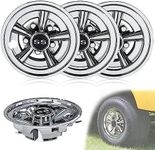 Premium Golf Cart Hubcaps, 8 Inch SS Chrome Golf Cart Hub Caps Set of 4, Golf Cart Accessories Shiny Golf Cart Wheel Covers Hubcaps for Most Yamaha, EZGO, Club Car Golf Carts