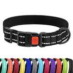 CollarDirect Reflective Dog Collar for a Small, Medium, Large Dog or Puppy with a Quick Release Buckle - Boy and Girl - 48 Options Nylon Suitable for Swimming (18-26 Inch, Black)