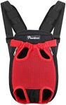 Pawaboo Pet Carrier Backpack, Adjustable Pet Front Cat Dog Carrier Backpack Travel Bag, Legs Out, Easy-Fit for Traveling Hiking Camping for Small Medium Dogs Cats Puppies, XL, Red