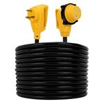 Camco 50 feet PowerGrip Extension Cord with 30M/30F- 90 Degree Locking Adapters Allows for Easy RV Connection to Distant Power Outlets Built to Last (55525)