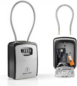 Iron Lock® XXL Key Lock Box Portable and Wall Mounted with Removable Cable Shackle Waterproof Indoor Outdoor 4 Digit Combination with Resettable Code with A B Switch Extra Large Key Lockbox Outside