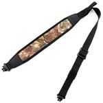 HUNTPAL 2 Point Gun Sling Shotgun Rifle Sling with Metal Swivels and Thumb Loop, 1.25 inches Nylon Webbing Anti-Slip Neoprene Durable Shoulder Padded Quick Adjusting Crossbow Gun Strap