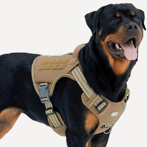 Auroth Tactical Dog Harness for Large Dogs No Pull Adjustable Pet Harness Reflective K9 Working Training Easy Control Pet Vest Military Service Dog Harnesses Army Yellow L