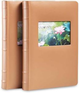 Old Town 2-Pack Bonded Leather Photo Albums, Photo Album 5x7 & 4x6 Slots, Caramel