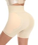 Figninget Shaping Shorts Shapewear for Women High Waisted Butt Hip Pads Shapewear Butt Lifter Panties Slimming Tummy Control Beige M