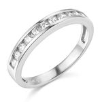 TWJC 14k White Gold Solid Channel Set Wedding Band - Size 6