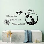 ANFRJJI Spa Salon Wall Sticker - PVC Removable Decals for Massage Room Decor - Relax Your Mind, Body, and Spirit Effect (46" x 23") - Perfect for Sauna and Spa Ambience (Black-JWH323-SPA)