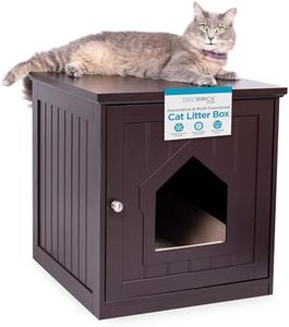 BIRDROCK HOME Cat Litter Box Furniture Enclosure - Hidden Kitty Litter Cat House with Hinged Door, Nightstand, Side Table & Pet Crate, Indoor & Outdoor Wood Cabinet for Small Cats and Dogs - Espresso