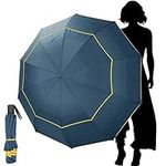 Kalolary Extra Large Golf Umbrella Folding Umbrella Rainproof Compact Oversize, Double Canopy Vented Waterproof Stick Travel Umbrellas for Women & Men Home Use (Blue)