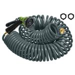 Coil Hose 75FT EVA Coil Garden Hose With 3/4'' Brass Connector Coiled Water Hose Lightweight And No Kink Includes 7 Patterns Spray Nozzle For Outdoors Lawn Watering Car Washing