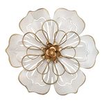 Metal Flower Wall Art Decor, 8.3" Rustic Modern Floral Sculpture, Distressed Iron Wall Hanging Home Decoration Accent Artworks for Indoor Kitchen Bedroom Living Room Office Outdoor Garden Patio - 06