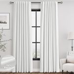 White Linen Blackout Curtains 84 In