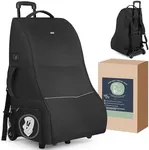 DerBiedersinn Car Seat Travel Bag with Wheels & Backpack Straps – Padded Airplane Car Seat Carrier for Airport Travel – Airline Approved Gate Check Bag for Parents， Black