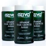 OZiva+ Advanced Hair Growth Actives | Reduces Thinning Hair & Improves Scalp Coverage | Scientist Formulated with Pure Plant Actives | No side effects | 90 Caps (Pack 3)