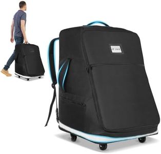 Automiim Car Seat Travel Bag for Airplane with Swivel Wheel, Extendable Height Padded Carseat Travel Backpack Large Storage Bag, Baby Infant Booster Seat Bags for Air Travel