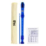 Mad About REC02 Descant Recorder, Soprano School Recorder with Bag, Cleaning Rod and Fingering Chart, Blue