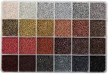 VOOMOLOVE 12/0 Glass Seed Beads About 15600pcs 24 Colors 2mm Loose Seed Beads Kit Bracelet Making Beads with 24-Grid Plastic Storage Box for Jewelry Making