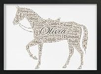 Personalise Horse Gifts for Girls | Horse Print Wall Art | Equestrian Gifts for Horse Lovers | Ideal Horse Gifts for Women | Custom Word Art Decor Picture/Poster - Unique Present/Keepsake Framed