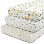 Delta Children Fitted Crib Sheets for Girls and Boys - Crib Sheet for Standard Crib and Toddler Mattresses - 28x52 Inch (Pack of 3), Safari Friends