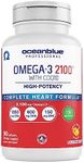 Oceanblue Professional Omega-3 2100 with CoQ10 – 90 ct – Triple Strength Fish Oil Supplement with High-Potency EPA and DHA, and CoQ10 – Orange Flavor (30 Servings)