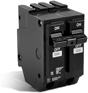 THQL220 20 Amp 2-Pole Circuit Breaker, Plug-in Mount, Thermal Magnetic Protection, 10KA Interrupt, 120/240V, Compatible with GE Q-Line & Thick Series Load Centers