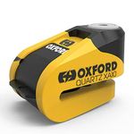 Oxford Quartz XA10 Motorcycle Disc Lock Alarm 10mm Pin Yellow Strong Secure (Yellow Black)