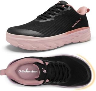 Women's Orthopedic Diabetic Wide Sneakers, Comfortable Adjustable Fit Achilles Tendonitis Office Sneakers, Cushion Sole Plantar Fasciitis Heel Foot Pain Relief Travel Shoes, Black Size 10