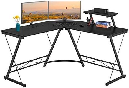 Yaheetech Escritorio en L Grande 130x130x96.5cm Mesa Escritorio Esquinero Escritorio Gaming en Forma de L Mesa Ordenador con Soporte Monitor para Oficina Despacho Negro